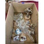 A box of ceramics, fairings etc.