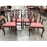 Two pairs of early 20th century mahogany armchairs with interlaced splats