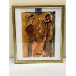 NAN FRANKEL. BRITISH 1921-2000 Abstract figure study. Signed. Watercolour 11' x 7¾'