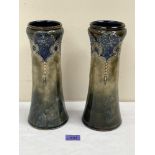 A pair of Royal Doulton glazed stoneware vases, pattern 6462. 10¾' high