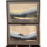 FRANK HOLME. BRITISH 1879-1930 Landscapes. A pair. Signed. Watercolour and gouache. 10' x 18'