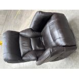 An electrically reclining leather upholstered armchair