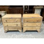 A pair of oak chests of three drawers. 28' wide
