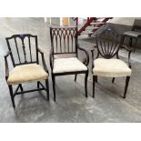 Three Regency style elbow chairs