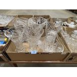 Three boxes of cut and other glassware