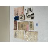 A collection of ephemera, banknotes etc.