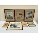 J.R. CHARLTON. BRITISH 20TH CENTURY Three watercolour drawings and three prints of Malaysian scenes,