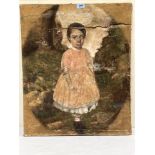 ENGLISH NAIVE SCHOOL. 19TH CENTURY Portrait of a young girl, she standing full length in a