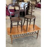 A 1970s coffee table and two chairs (3)