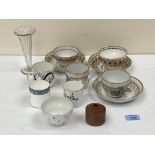 Two early 19th century cups and saucers; a tea bowl and saucer; another tea bowl and four coffee