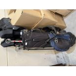 A set of golf clubs in self standing bag, comprising Nos. 1,2,3 wood; Nos 3,4,5,6,7,8,9 irons;