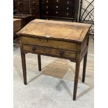 An early 19th century joined oak clerk's bureau, the interior with three drawers. 33' wide