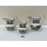 A 19th century set of three Swansea transfer decorated graduated jugs. Baker, Bevan and Irwin,