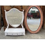 A painted Georgian style dressing table mirror with a 1920s oval wall mirror