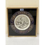 A framed Royal Worcester plate to commemorate the 150th anniversary of The Royal National Lifeboat