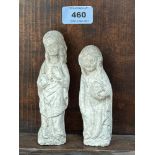 Two Gothic style stone figures of Saints. Possibly Mediaeval. 5¾' high and smaller