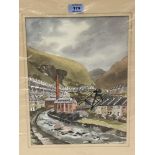 PAULA WILLIAMSON. BRITISH 20TH CENTURY Welsh Mining Valley. Signed. Inscribed verso. Watercolour 14'