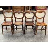 Two pairs of Victorian balloon-back side chairs