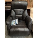 An electrically reclining leather upholstered armchair