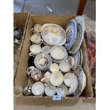 Three boxes of ceramics, glassware and sundries