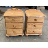 A pair of pine bedside chests