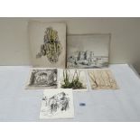 PAULA WILLIAMSON. BRITISH 20TH CENTURY Six unframed pen, ink and watercolour sketches