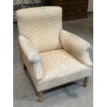 An upholstered armchair