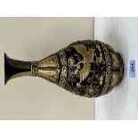 A finely cast parcel gilt bronze Chinese vase with mark of Qianlong, the baluster body on a
