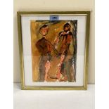 NAN FRANKEL. BRITISH 1921-2000 Abstract figure study. Signed. Watercolour 11' x 7¾'