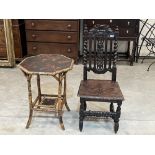 A Victorian bamboo centre table and a Franco-Flemish oak side chair