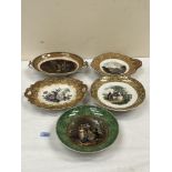Five 19th century Prattware footed dishes