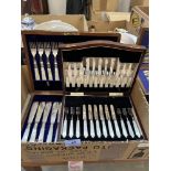 Three canteens of cutlery and other boxed plated cutlery