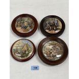 Four framed Prattware pot lids