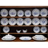 A Victorian blue and white Chinese Marine pattern part dinner service of 22 pieces.