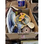 A box of ceramics and sundries