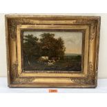 CIRCLE OF CHARLES TOWNE. BRITISH 1763-1840 A wooded landscape with cattle. Signed verso and dated 1