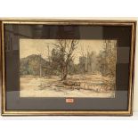 F.W. LEE. BRITISH/CANADIAN 1863-1941. A wooded landscape. Signed. Watercolour 12½' x 20½'