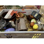 A box of ceramics and sundries