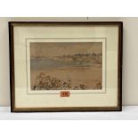 BIRCHNELL DELPH. NEW ZEALAND 1901-1996. A coastal scene with figures on a beach. Signed. Watercolour