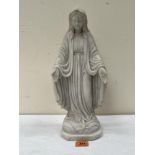 A reconstituted marble figure of The Virgin Mary. 14¼' high. Losses to fingers