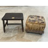 A bobbin turned stool and footstool