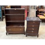 A Stag open bookcase and bedside chest of drawers