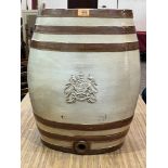 A Doulton & Watts stoneware 10 gallon barrel with royal armorial in relief. 21¼' high