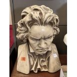 A plaster bust of Beethoven. 14½' high