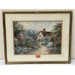 JOHN HALFORD ROSS. BRITISH 1866 - 1909. Cottage gardens. A pair. Both signed. Watercolour 10½' x