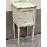 A painted bow-breakfronted pot cupboard in the French taste. 32' high