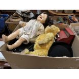 Two boxes of vintage toys and sundries