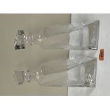 A pair of Bohemian 'The Lovers' modernist decanters. 11' high