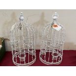 A pair of birdcage design tealight holders. 17' high