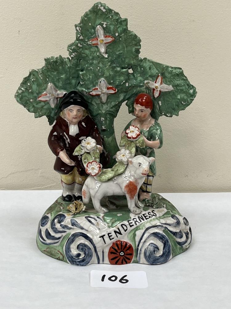 A 19th century Staffordshire Walton bocage group, emblematic of Tenderness. 7' high